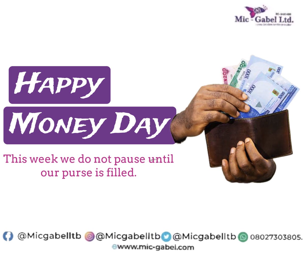 micgabelltd's tweet photo. Make this Monday the beginning of your money day for the week.

We only stop and start once we won.

Happy new week.

#micgabel #newweek #mondaymotivation https://t.co/twLyJCcNCZ