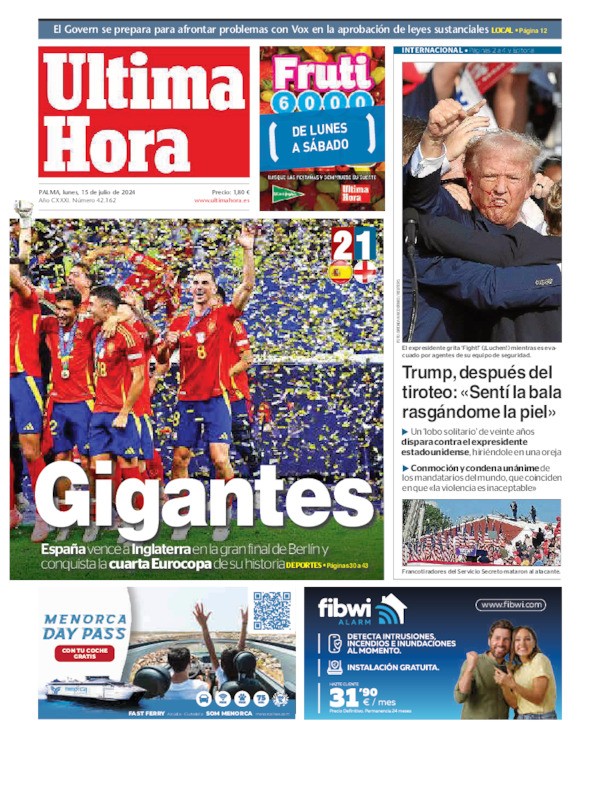 Les portades dels diaris de referència a Mallorca avui l'Eurocopa i Trump, no han trobat cap racó per les 5 dones que han estat assassinades a diferents ciutats de l'Estat Espanyol el  cap de setmana.
#AturemTerrorismeMasclista
Vos hi esperam <a href="/UHmallorca/">Ultima Hora Mallorca</a>
<a href="/diariomallorca/">Diario de Mallorca</a>