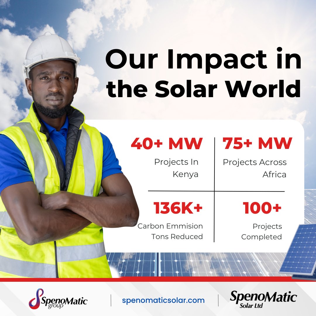 SpenomaticGroup's tweet image. From 75MW+ projects across Africa to 100+ completed projects, Our impact in the solar world keeps growing, shining a light on a sustainable future.✨

#SolarPowerhouse #CleanEnergy