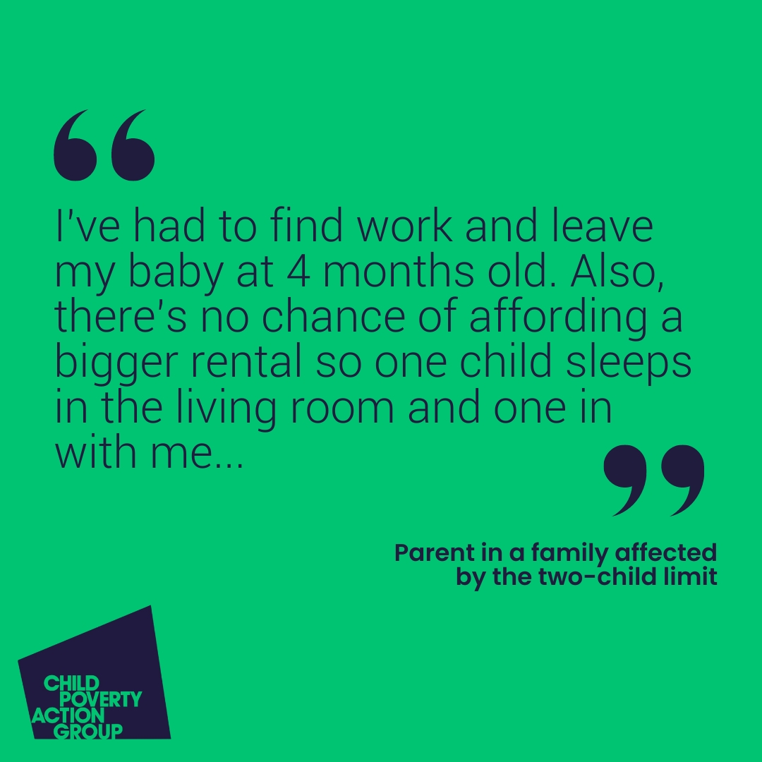 CPAGUK's tweet image. Children can’t wait for the new government to align every star before the two-child limit is scrapped.    

These testimonies from people affected by the policy show clearly why.      

Please read and share.