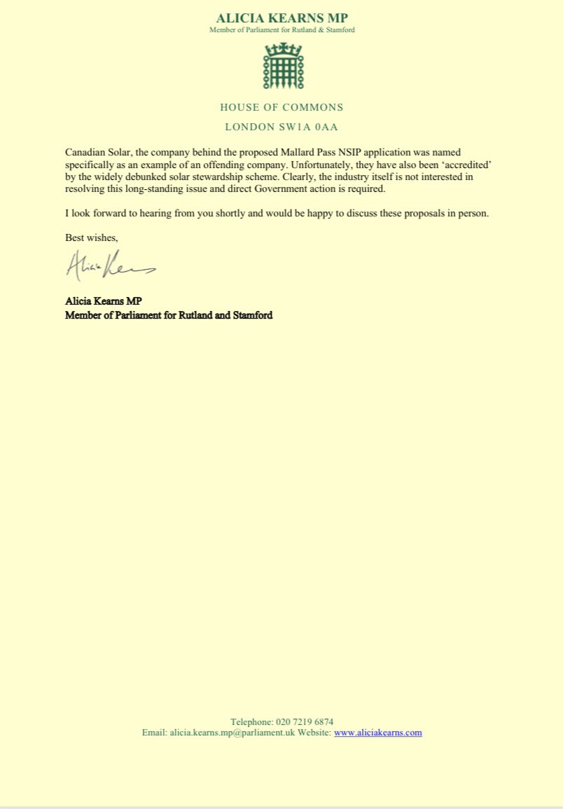 Last week I wrote to the Secretaries of State for Business and Trade, the Foreign Office and Energy Security and Net Zero calling for action to address Uyghur forced labour in solar supply chains. 

I am appalled Ed Miliband has approved Mallard Pass, despite the company behind