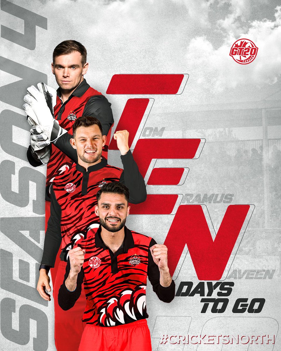 GT20Canada's tweet photo. The wait is almost over! 🤩
10 days until GT20 Canada Season 4 begins! 🏆 

#CricketsNorth | #GlobalT20 | #GT20 | #Cricket https://t.co/u4MSyLEnGh