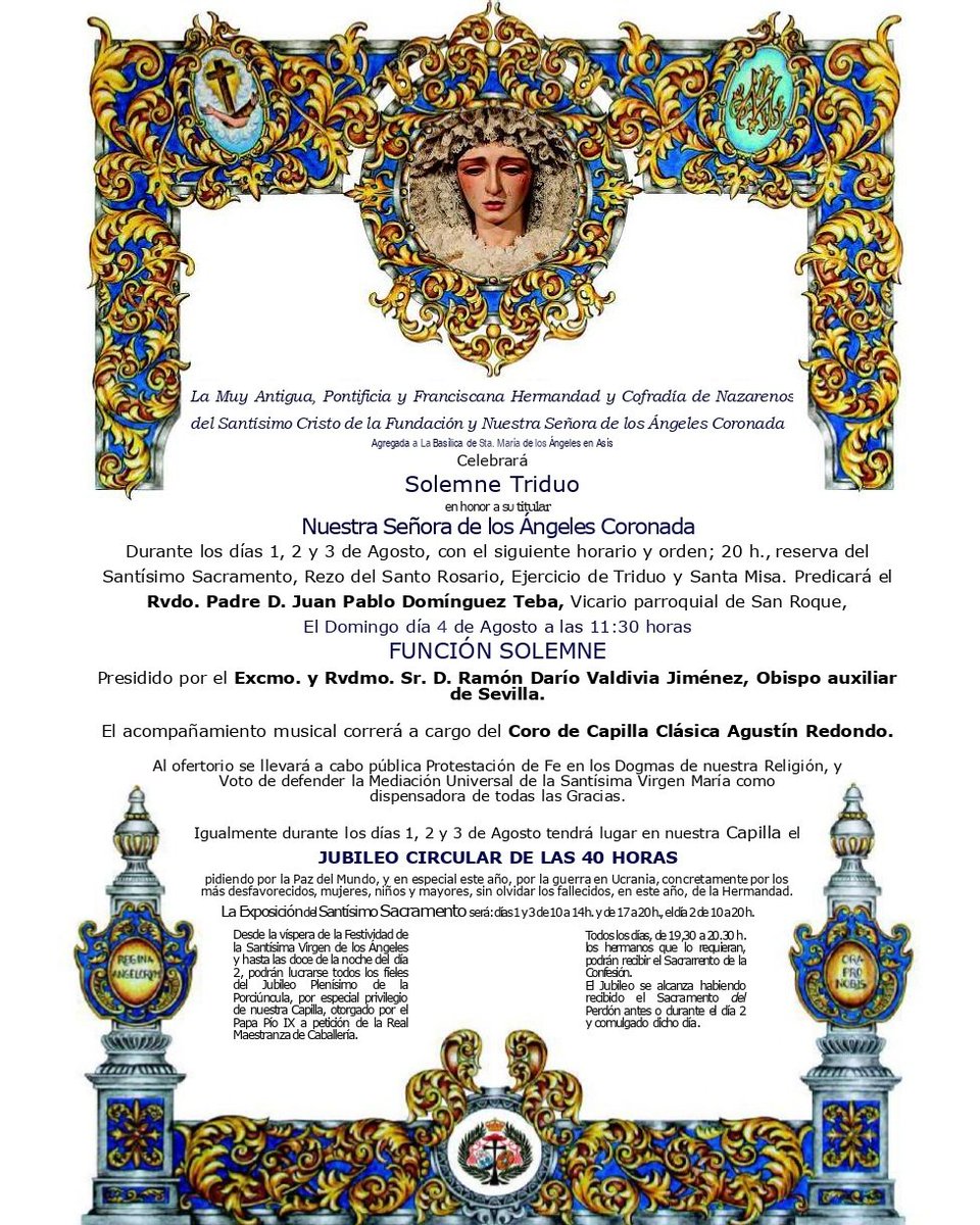 Hdadlosnegritos's tweet photo. 📲 En nuestra página web, ya se encuentra disponible nuestro díptico «Triduo 2024» con toda la información sobre Cultos y eventos hasta el final del presente año.

🔗 https://t.co/Cxkr5hDlGm

#LosNegritos24 #TDSCofrade https://t.co/IIgixeGgWO