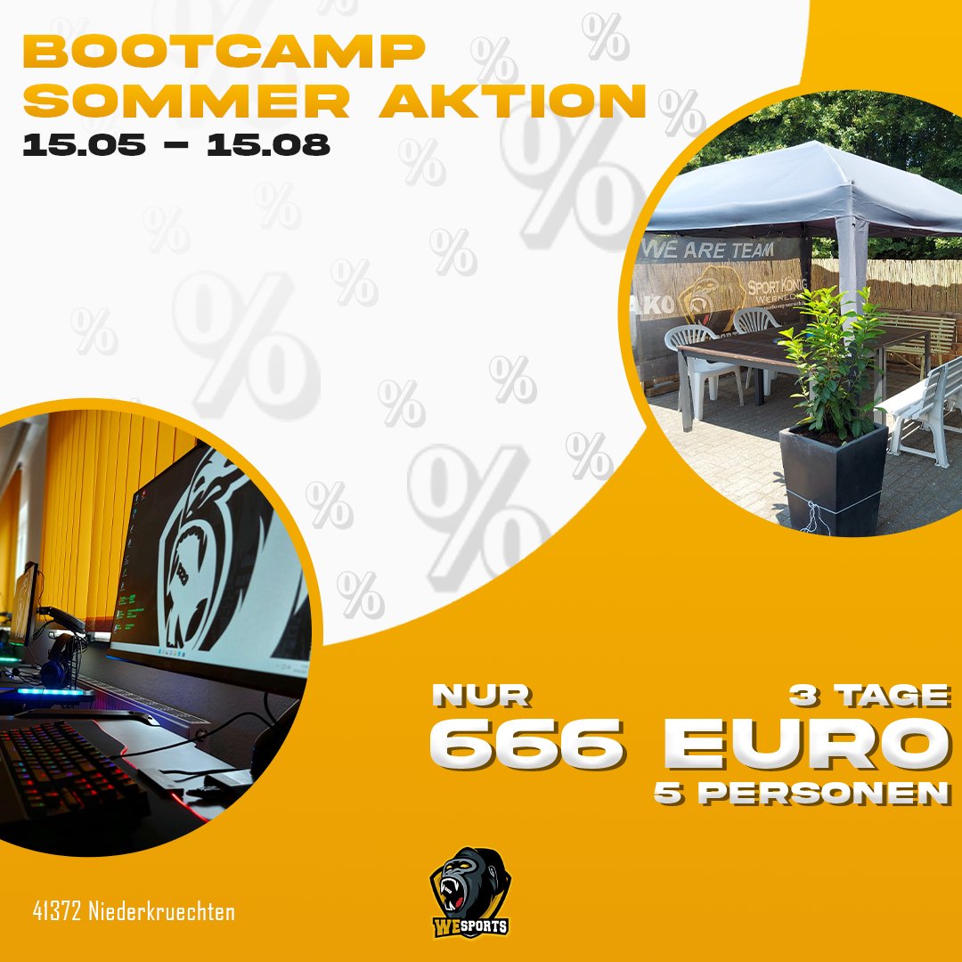 Ab 18.11.24 wird das Bootcamp schließen, da wir uns auf ein größeres Projekt konzentrieren. Aktion verlängert sich!

Weitere Optionen⬇️6 für 777 € 3 Tage/2 Nächte + 1 Nacht 250 € Pauschal bei der 5 Pers. Option + 1 Nacht 200 € Pauschal 
 
Anfragen &amp; Infos über