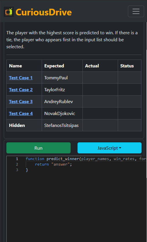 Predict the Wimbledon winner! Develop a program using player names,  win rates, and form ratings to determine the most likely champion.

curiousdrive.com/codingchalleng…

<a href="/Wimbledon/">Wimbledon</a> #Wimbledon #tennis #programmer #coding #challenge
