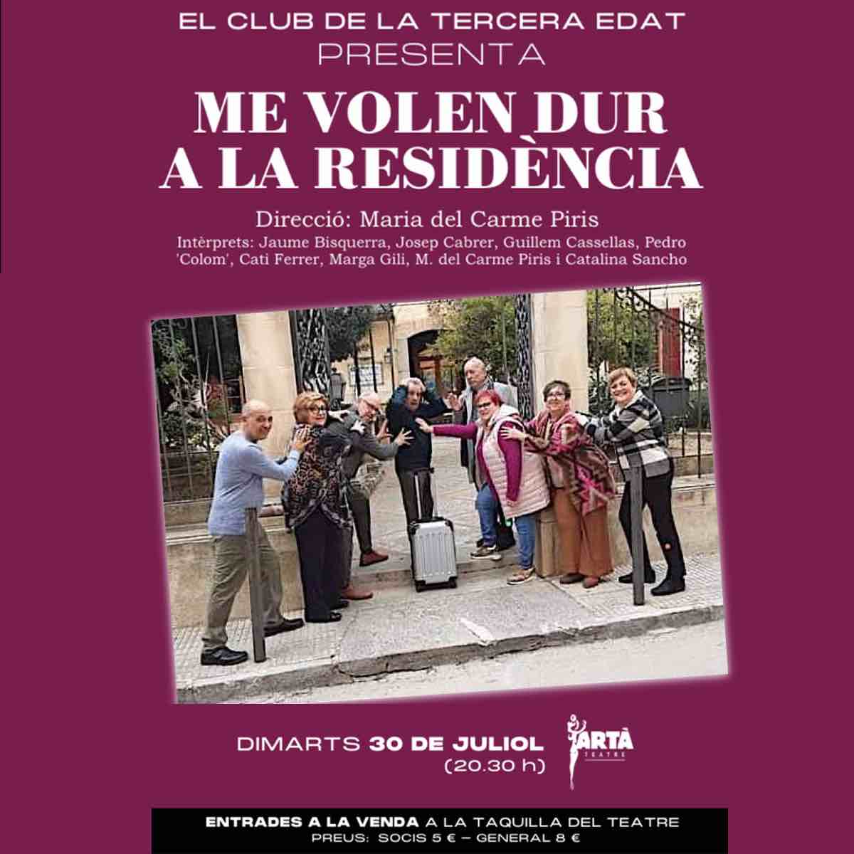 📣🎭 Per a la darrera setmana d'aquest mes de juliol, tenim programa una nova sessió de Teatre de proximitat. 
📅 Dimarts 30 de juliol, a partir de les 20.30 hores
🎟Ja podeu comprar les entrades a la taquilla del Teatre.
👉Preu: Socis 5 € - General 8 €
No hi falteu !😜