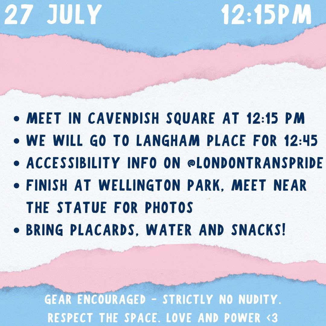 We are grateful to our friends in <a href="/ProteusLthrUKI/">Proteus Leather UK & Ireland</a>, who invited us to march with them in London Trans+ Pride for another year. Join us, bringing your rage, your joy, and your love, on Saturday, July 27th, at 12:15. We need each and every one of you!