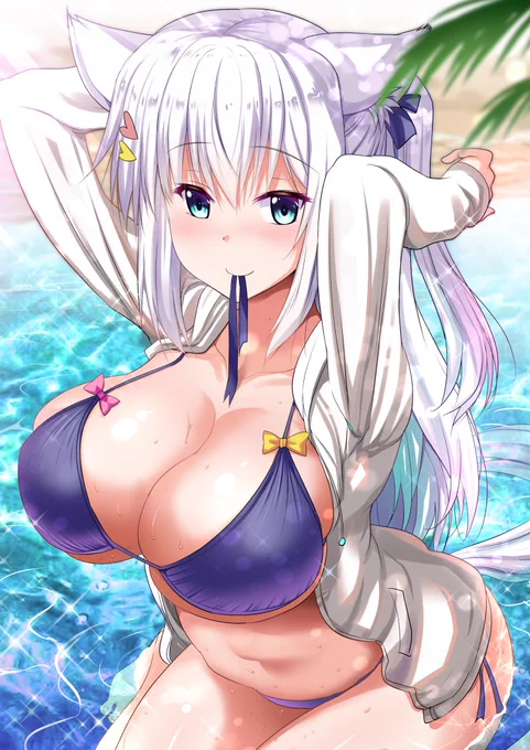 海の日らしいので。以前かいたビキニのみしろさんをぺたり。 