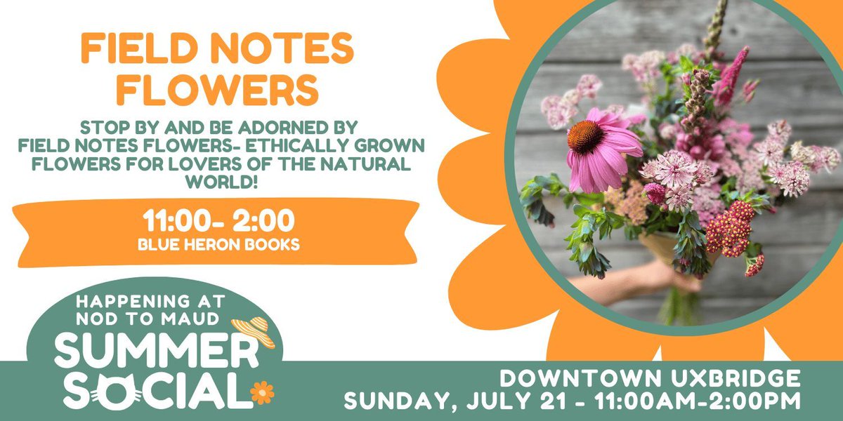 Stop by Blue Heron Books during the LMM Summer Social and be adorned by wearable flowers, courtesy of Field Notes!
🏵️ 🌼 🪻 💐