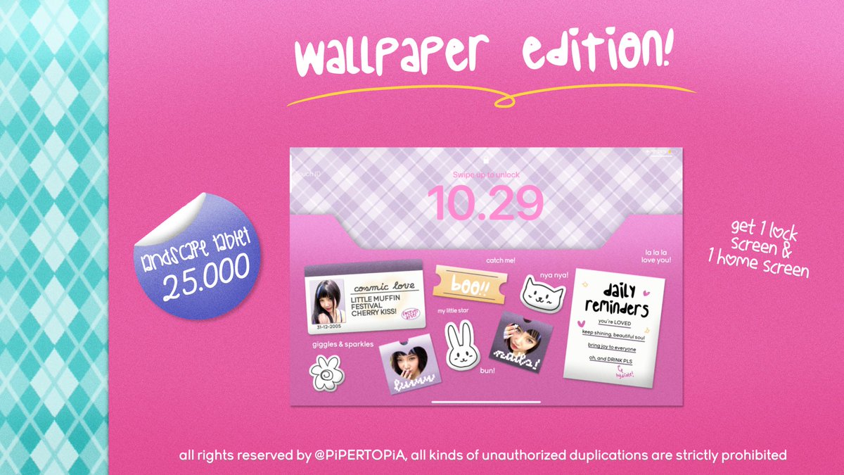 _giselle's tweet image. ﹑〹  ( •ө• ) — { help rt pls ? tia! } 

heyya quacklets! piper akan open wallpaper untuk HP, tablet dan PC with very limited slots! for the full information, boleh checkie tweet dibawah ya!

📆 : 16-07-2024
⏰ : 19.3O WIB
❓ : war via DM

#zonauang #zonajajan