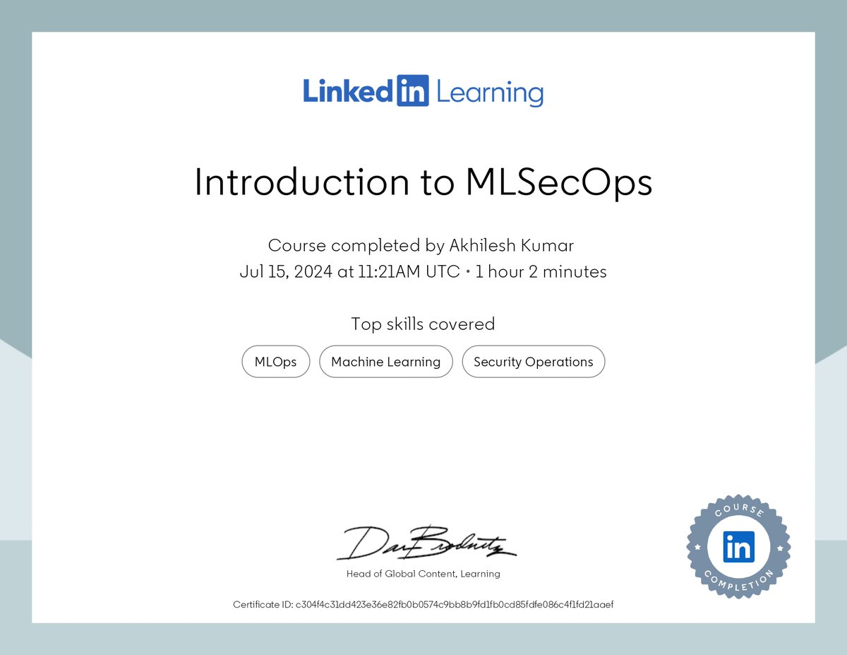 AkilesshKummar's tweet image. Introduction to MLSecOps

#MachineLearning  #machinelearningalgorithms #mlsecops #mlops #securityoperations
