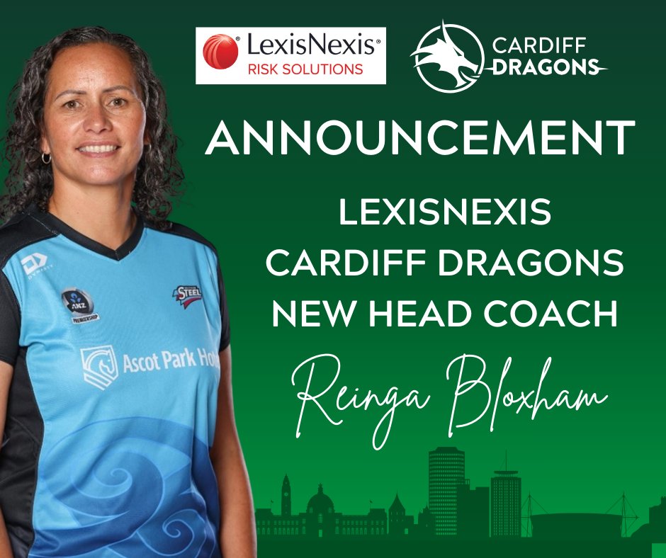 LexisNexis Cardiff Dragons are delighted to announce the appointment of Reinga Bloxham as the new Head Coach for the Franchises Netball Super League squad.
  
To read more about it follow this link cardiffdragons.com/new-head-coach/