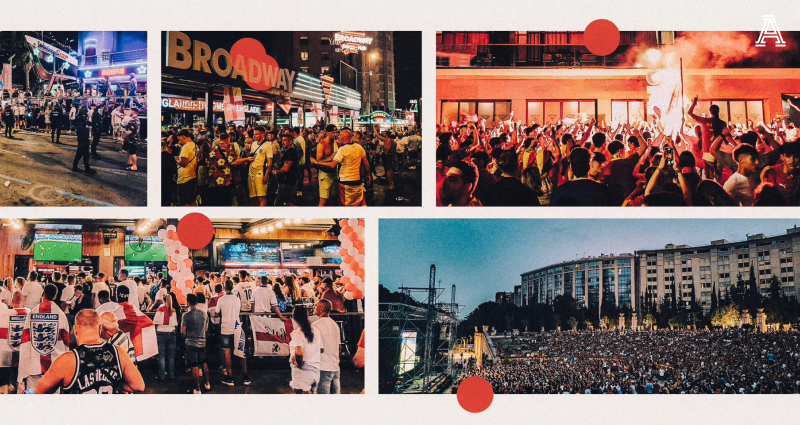 TheAthleticFC's tweet photo. Topless Englishmen are singing about Scotland getting battered. Everywhere you look people are drinking. Music is blaring. It's 2pm.

Welcome to Benidorm on Euros final day, home to surely the biggest concentration of England and Spain fans anywhere outside of Berlin.

@TimSpiers