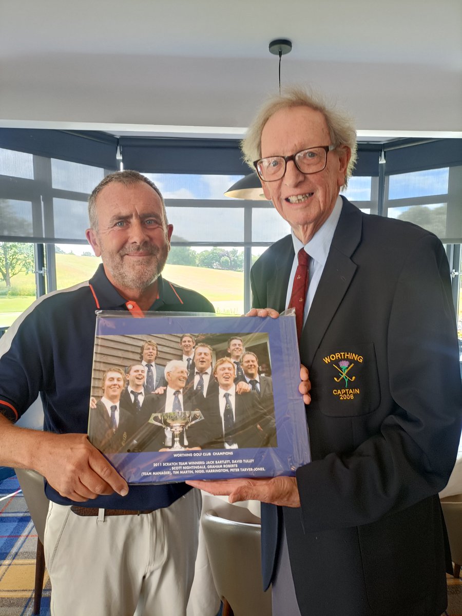 WorthingGC's tweet photo. We were delighted to welcome Club President David Nicholls to Sunday’s presentation, who presented Club Captain Jez Coates with a Photobook, which he collated from pictures past and present of the accolades achieved at the Club. https://t.co/9kxBnQYCaY
