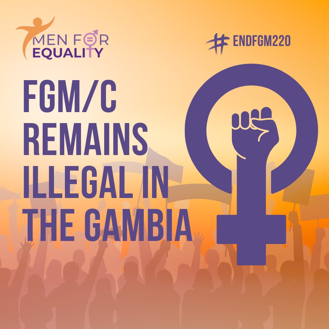 Men For Equality (@men4equality1) on Twitter photo This is for all #FGM survivors.
This is for our women and girls.
This is for every Gambian.
FGM/C REMAINS ILLEGAL IN THE GAMBIA!
#EndFGM220 This is for all #FGM survivors.
This is for our women and girls.
This is for every Gambian.
FGM/C REMAINS ILLEGAL IN THE GAMBIA!
#EndFGM220