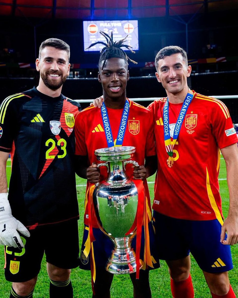 Deedsmag's tweet photo. Two Spanish-born players of African descent, @LamineeYamal (Moroccan) and @_Nicowilliams (Ghanaian), have made the continent proud by leading Spain to their 4th European Trophy! 🌍🏆

Yamal, the tournament's youngest star, and Williams, excelling on the wing, have promising careers ahead. We can't wait to see the big things they'll do! 🇪🇸⚽ 

#deedsmag #culture  #UEFAEURO2024