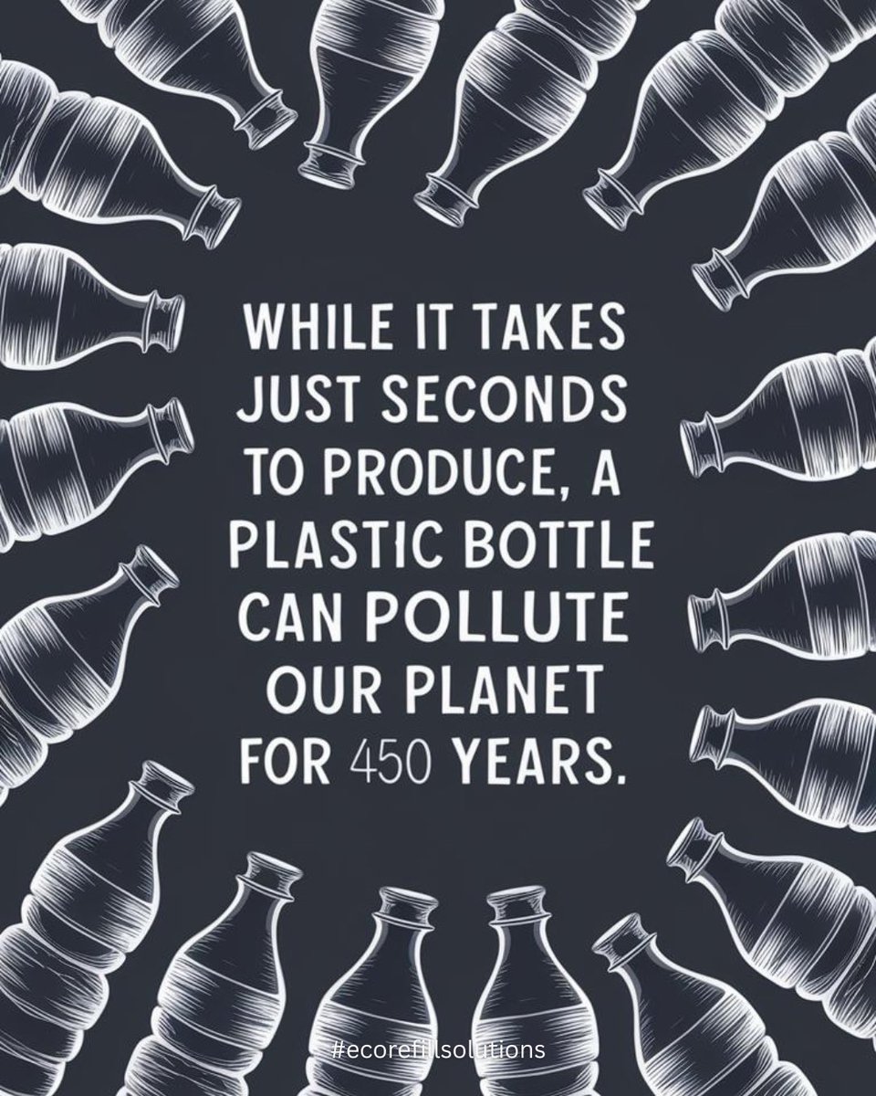 ecorefillsystem's tweet image. Seconds to make, 450 years to break. Plastic bottles turn into harmful microplastics, polluting our planet. Choose sustainability for a greener future.

#sustainability #ecofriendly #plasticfree