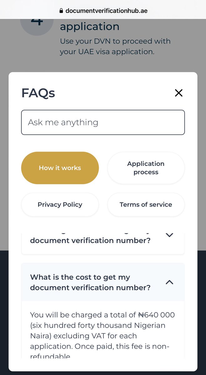 hackSultan's tweet photo. It says here that Nigerians have to pay a non-refundable 640k Naira ( excluding tax) for a verification number before we now apply and pay for VISA.   

Please is this thesame for all other countries or just Nigeria?? https://t.co/t61ICIiaUp