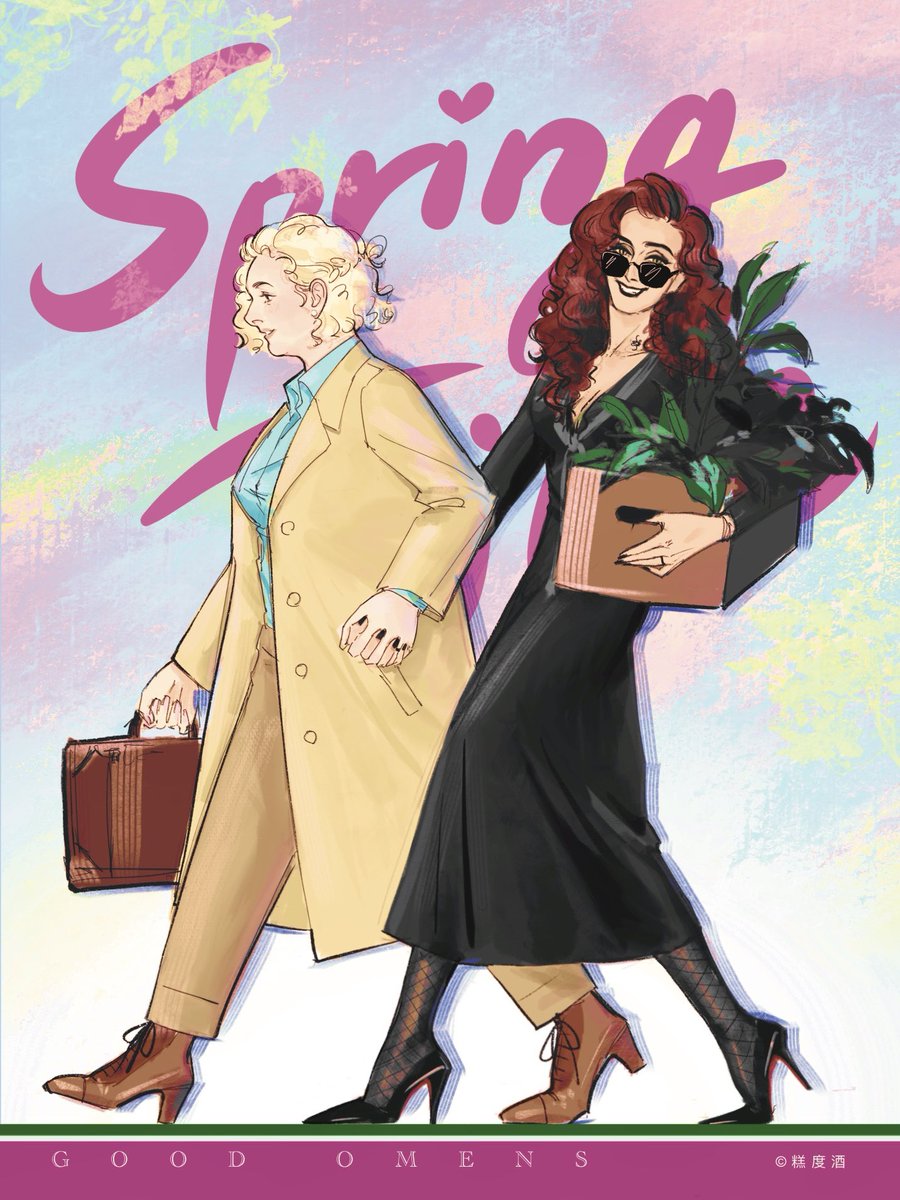 Ineffable wives 
(Forgot to upload the final version, got the composition reference from a Leyendecker’s illustration)
#GoodOmens #GoodOmens2 #GoodOmensFanArt #aziracrow #ineffablewives