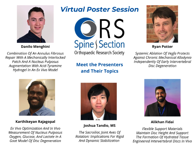 Alikhan Fidai (@khancepts_) on Twitter photo Excited to present our work at the <a href="/OrsSpineSection/">ORS Spine Section</a>'s Virtual Poster Session!
Join us on Wednesday, July 31st at 12 pm CST to learn about novel spine research on intervertebral disc biology, repair, and tissue engineering by poster finalists from the ORS 2024 Annual Meeting Excited to present our work at the <a href="/OrsSpineSection/">ORS Spine Section</a>'s Virtual Poster Session!
Join us on Wednesday, July 31st at 12 pm CST to learn about novel spine research on intervertebral disc biology, repair, and tissue engineering by poster finalists from the ORS 2024 Annual Meeting