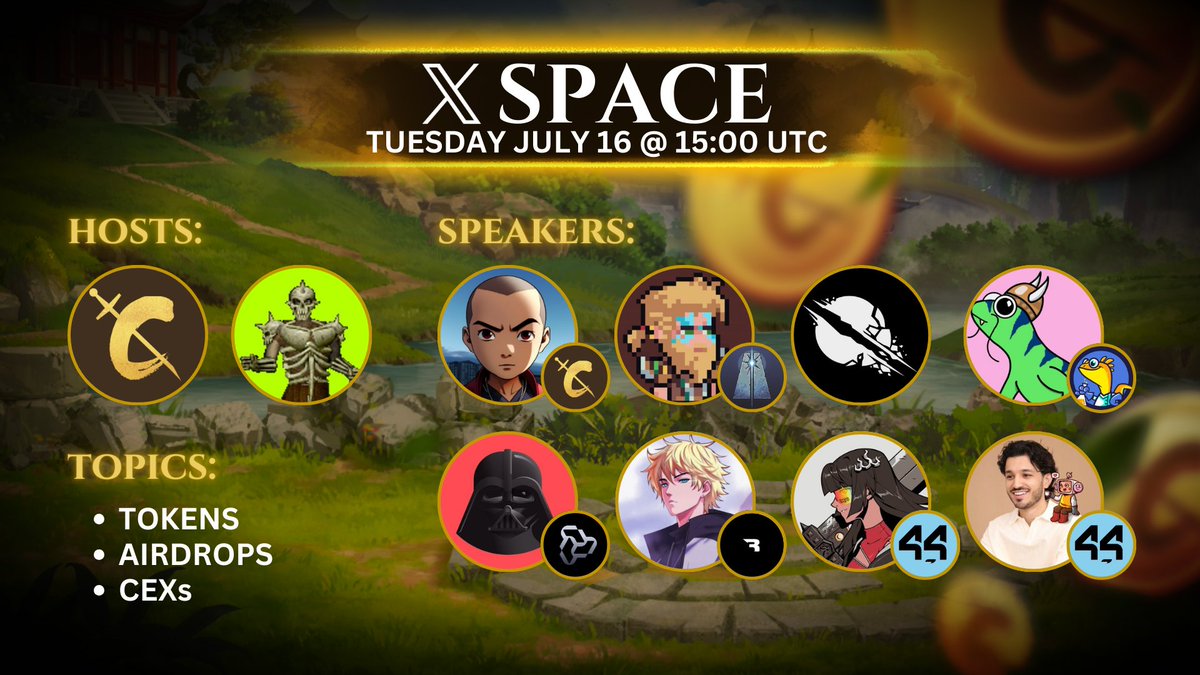 Level up your game token knowledge! 🎮🧠

1️⃣ Recent token launches that caught our attention 🔍
2️⃣ Airdrops = Sustainable audience growth or inevitable dumps? 💡
3️⃣ Listing on CEXs... Is it worth it? 🤔

📅 Date: Tuesday, July 16
🕒 Time: 15:00 UTC
✅ RSVP below 👇