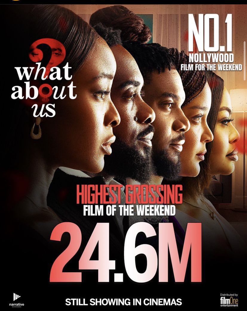 pst_iren's tweet photo. Just the beginning 
Thank you all for your support
Guess what? #WHATABOUTUS wasn’t just the number 1 movie Nollywood last weekend, but the number 1 movie.

I’m glad for the feedback, reviews and love.
We still dey road.
Let’s go! https://t.co/HYWzyTC40r