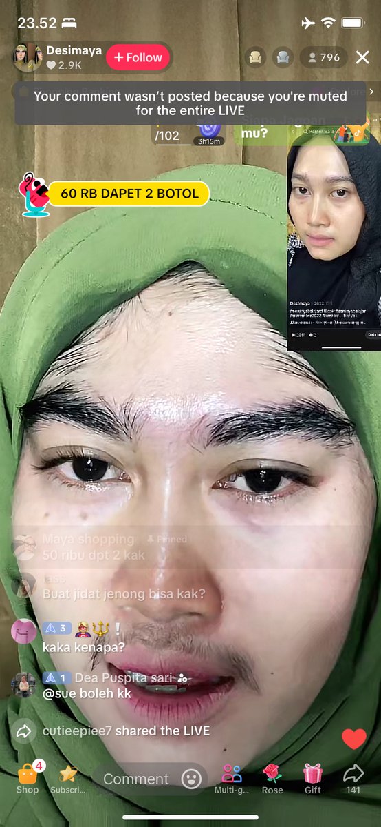 Ada yang pernah liat live ini gak sih? Karena gue pernah konsumsi steroid untuk keperluan medis, gue ngalamin bulu di wajah melebat. Pas lewat live ini gue beraniin nanya:
Ini mengandung steroid kah kak?