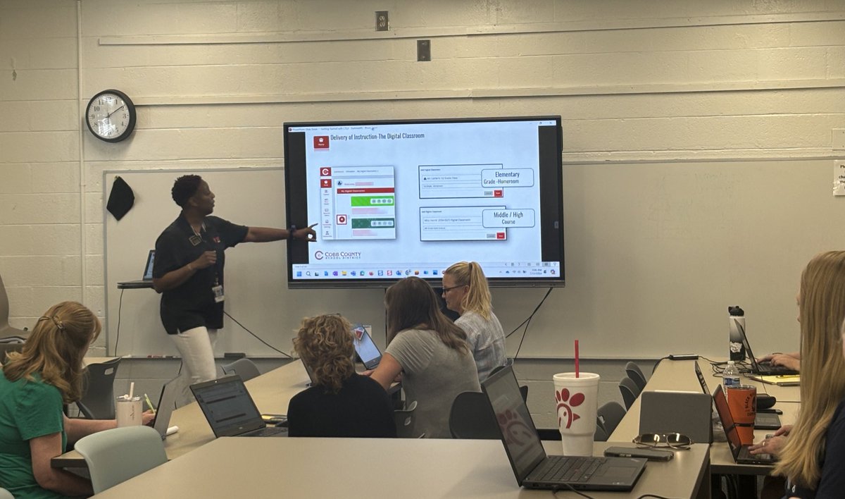 j_rosser5's tweet photo. Great morning training with @j_tillman77 for @CobbInTech 😎Summer PL. We had a 🎉blast helping @CobbSchools Ts get their 💻CTLS class set up. They were able to use the ⌨️text editor 🎥🎙️📷 as they begin preparing for Ss. #CobbInTech #BestPlaceToTeach #BestPlaceToLearn https://t.co/uryHkKJ18I