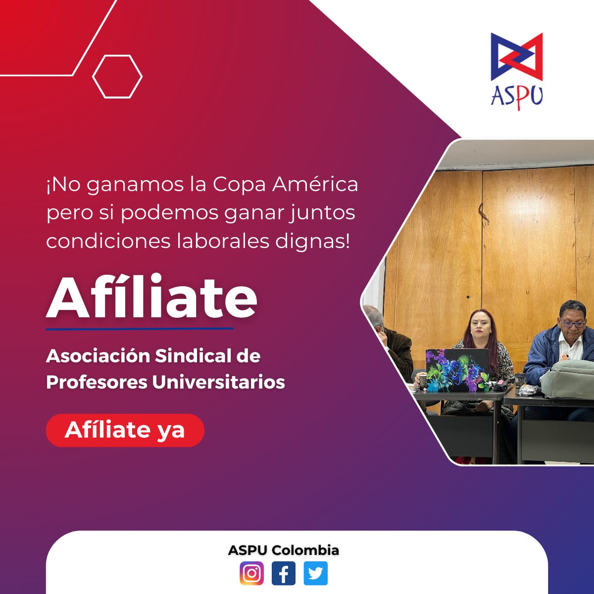 ASPU_Colombia's tweet photo. #ASPU || ¡No ganamos la Copa América pero si podemos ganar juntos condiciones laborales dignas! 🇨🇴 https://t.co/JwwmR4Pc6t