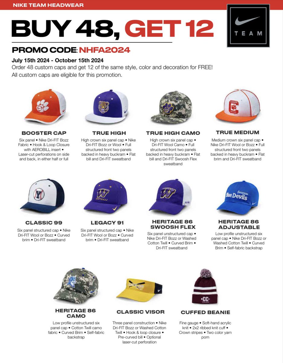 🎆🎆 🎆 BUY 48, GET 12 🎆🎆🎆

Check out this <a href="/Nike/">Nike</a> headwear promo going on NOW through 10/15‼️

Don’t want to miss out on this great DEAL! Call your local <a href="/BSNSPORTS/">BSN SPORTS</a> Sales Pro TODAY!