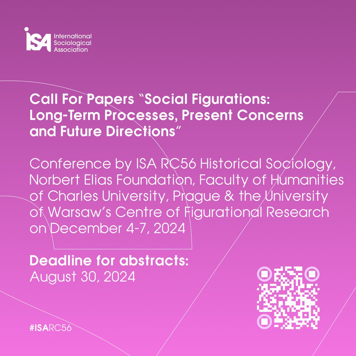 ISA (@isa_sociology) on Twitter photo #CallForPapers
ℹ️ “Social Figurations: Long-Term Processes, Present Concerns and Future Directions” Conference by <a href="/RC56HistSoc/">RC56 Historical Sociology</a>, Norbert Elias Foundation, <a href="/CharlesUniPRG/">Charles University</a> & <a href="/UniWarszawski/">Uniwersytet Warszawski</a>’s Centre of Figurational Research <a href="/Karowa18/">Wydział Socjologii UW</a> on December 4-7, 2024 #CallForPapers
ℹ️ “Social Figurations: Long-Term Processes, Present Concerns and Future Directions” Conference by <a href="/RC56HistSoc/">RC56 Historical Sociology</a>, Norbert Elias Foundation, <a href="/CharlesUniPRG/">Charles University</a> & <a href="/UniWarszawski/">Uniwersytet Warszawski</a>’s Centre of Figurational Research <a href="/Karowa18/">Wydział Socjologii UW</a> on December 4-7, 2024