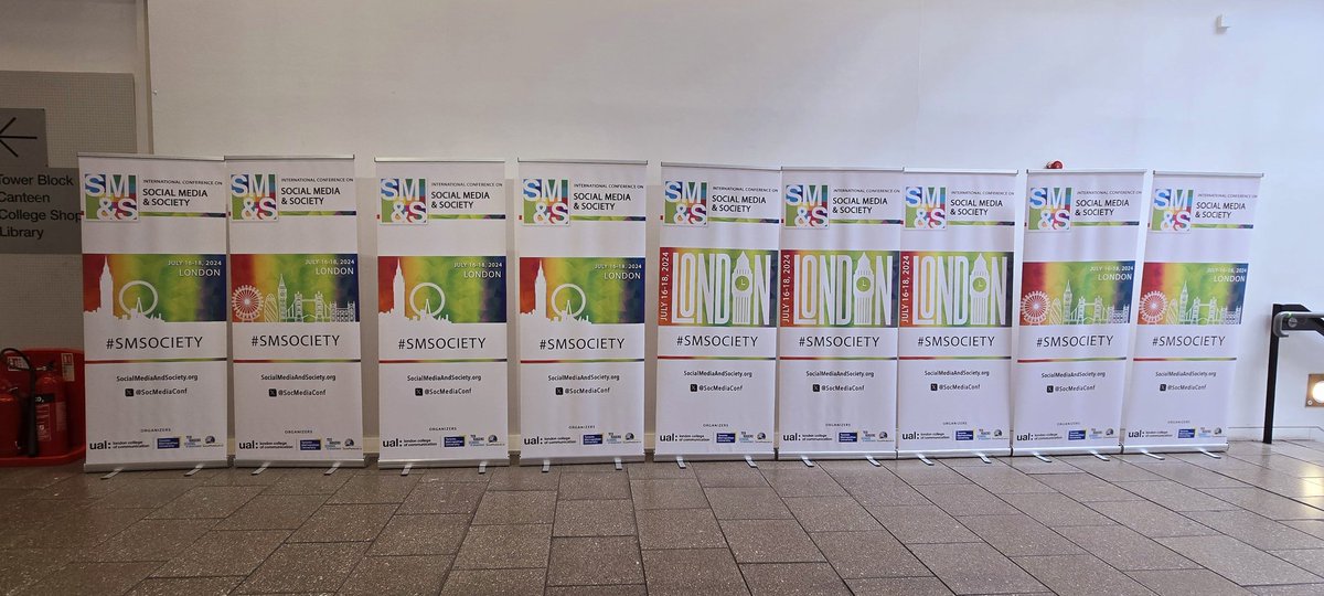 Hello, #SMSociety 2024! The conference banners are up <a href="/LCCLondon/">LCC</a>! We are ready for you! See everyone bright and early tomorrow morning. socialmediaandsociety.org/2024/conferenc…