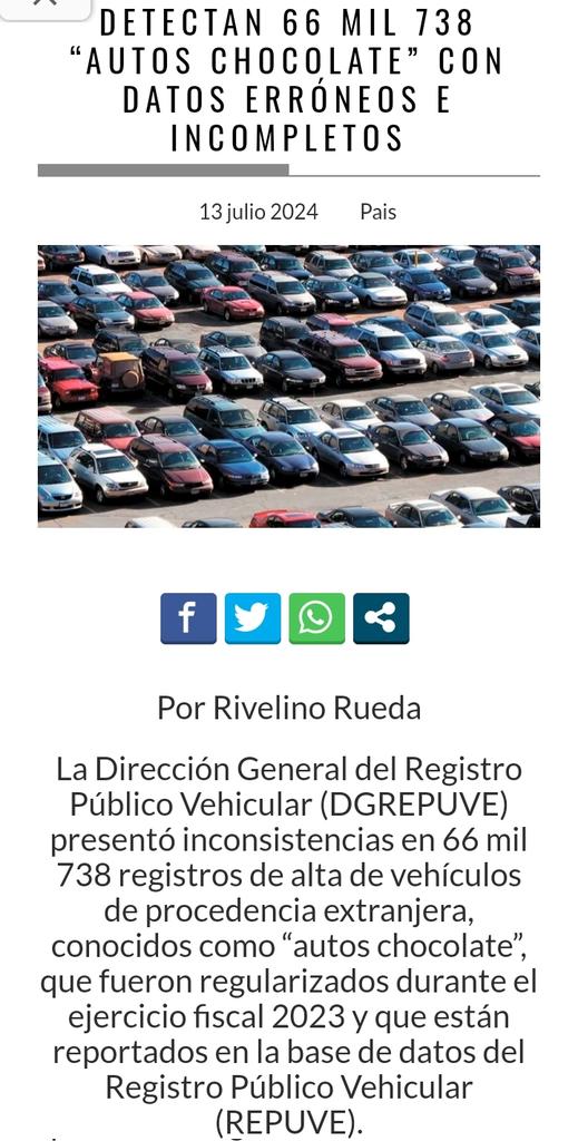 La <a href="/SSPCMexico/">Secretaría de Seguridad y Protección Ciudadana</a> presentó inconsistencias en 66,738 registros de alta de “autos chocolate”, que fueron regularizados durante el ejercicio fiscal 2023 y que están reportados en el #REPUVE.

<a href="/AMDAMX/">AMDA</a>
#AutosChocolate
#Autos

En <a href="/REVERSOSREVERSO/">REVERSOS</a>...👇

reversos.mx/detectan-66-mi…
