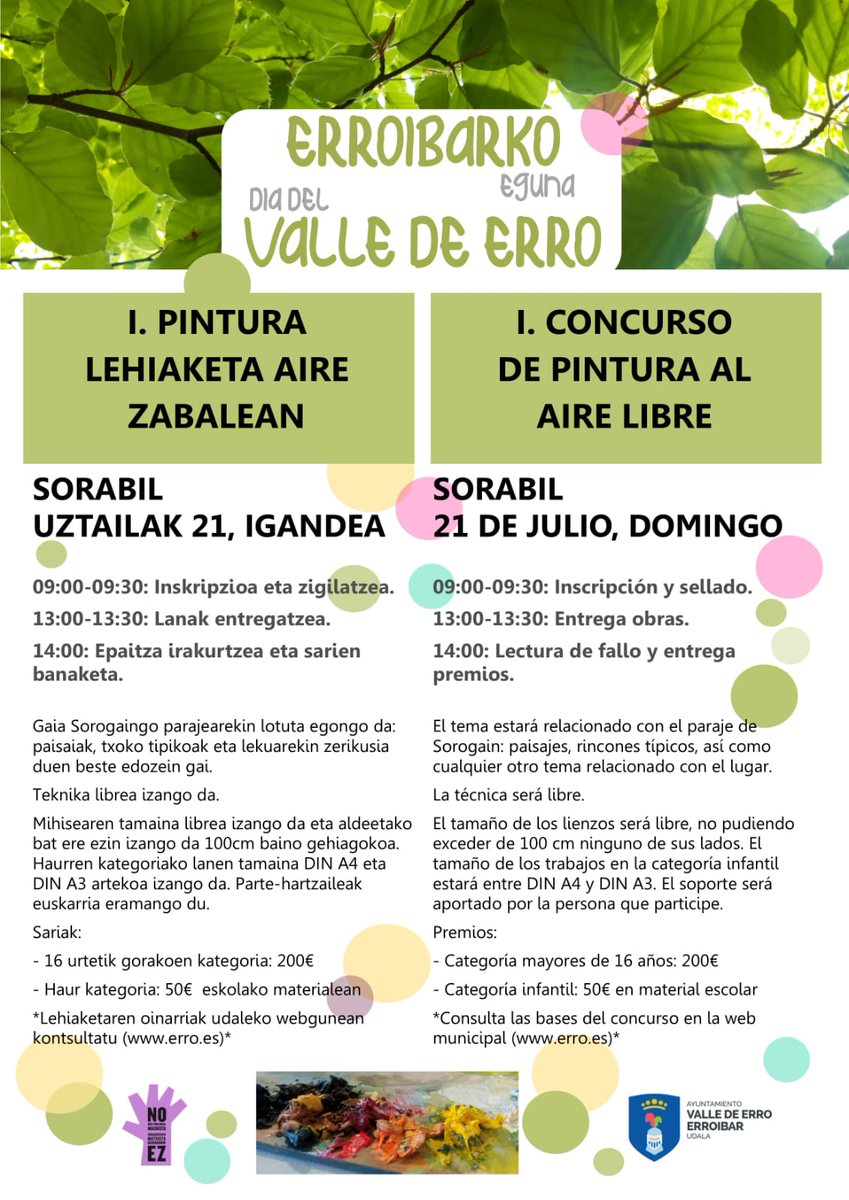 HaizeMorea's tweet photo. 📢 📰🏫
Zure udalaren INFORMAZIOA ‼️
 📌ERROIBARKO EGUNA
Uztailak 21 Igandea

📢 📰🏫
INFORMACIÓN de tu ayuntamiento‼️
  📌 DÍA DEL VALLE DE ERRO
Domingo, 21 de Julio https://t.co/jpEaGdNRPC
