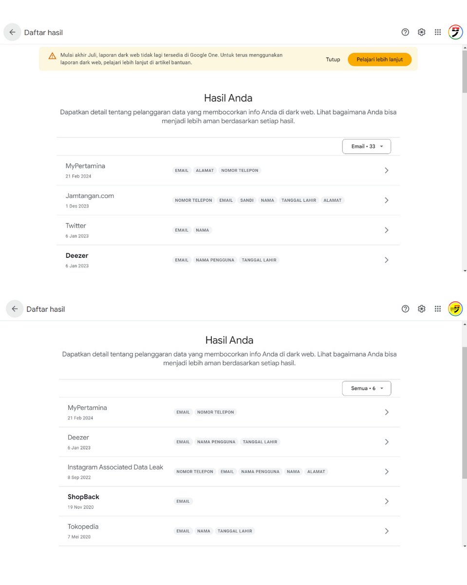 Cek kebocoran data di dark web versi google. Meski password aman dan yang bocor kebanyakan di enkripsi, tapi tanggal lahir dan alamat diolah bisa untuk validasi berbagai hal. #kebocorandata #mypertamina #tokopedia #CyberSecurity #keamanandata #google #Kominfo