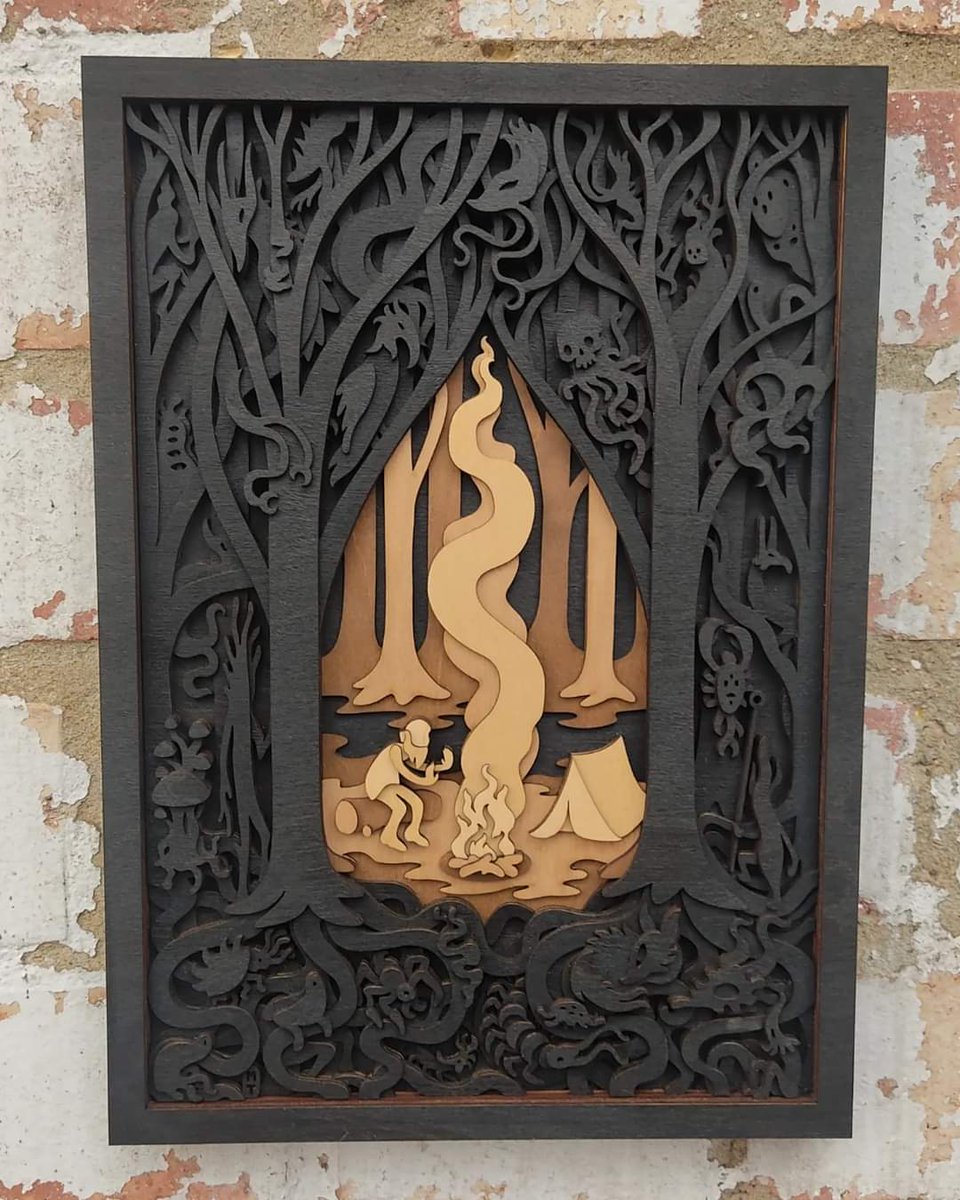 Another day, another Campfire surrounded by the denizens of the dark forest.

martintomsky.com/shop/campfire

#art #camping #forest #creaturesofthenight