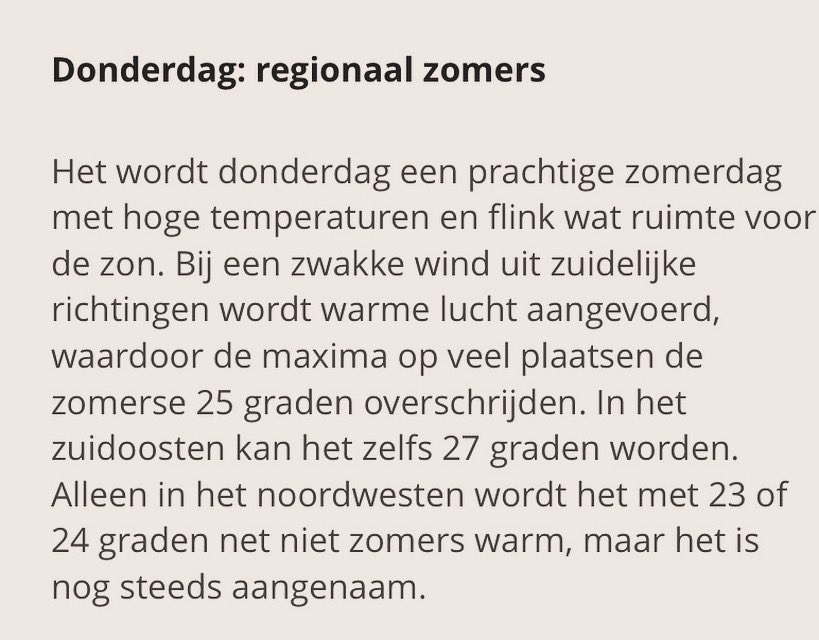 Dit zijn de berichten!!☀️☀️☀️                                                       Het is al een tijd geleden dat wij zo’n weerbericht hebben gezien, stap aanstaande donderdag aan boord om op deze uitgelezen dag een mooie tocht naar Enkhuizen te maken.