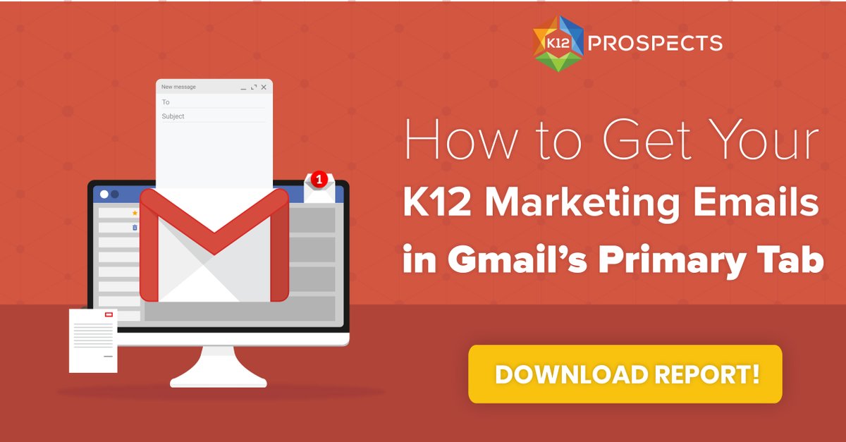 K12Prospects's tweet image. Why are your K12 emails going to Gmail�s Promotions tab? More importantly, what can you do about it? bit.ly/2MowW7G
#satchat #edtechchat #lrnchat #blendchat