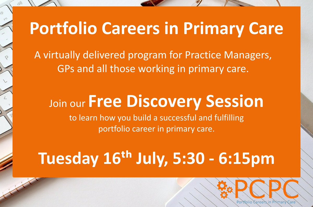 Last chance to register for the Portfolio Careers in Primary Care taster webinar, it all happens tomorrow at 5:30pm

Register free here: eventbrite.co.uk/e/portfolio-ca…

#portfoliocareers #primarycare <a href="/TracyAGreen1/">💫Tracy Green Chartered MCIPD</a>