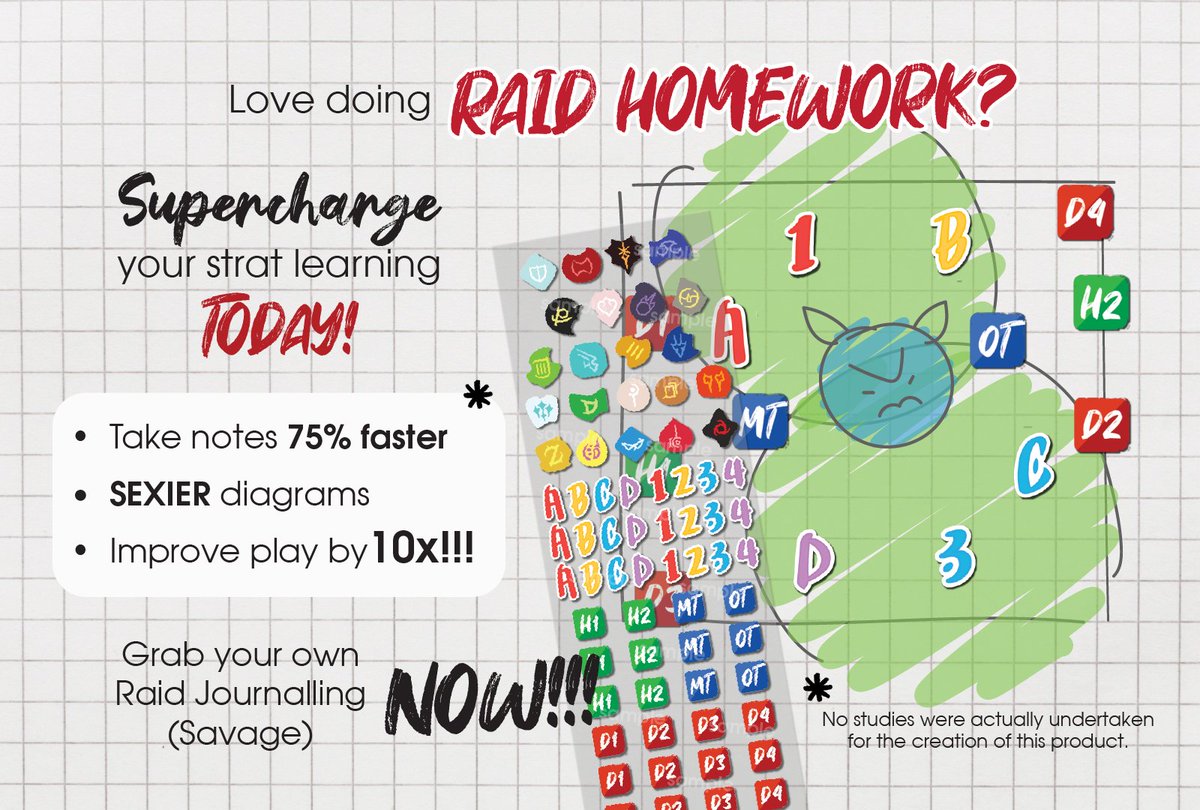 ebbstract's tweet photo. are you a SWEATY GAMER? do you love GOING TO LECTURES and TAKING NOTES? come on and get yer RAID JOURNALLING STICKERS here #FFXIV  #FFXIVART https://t.co/rfyfglqkMv
