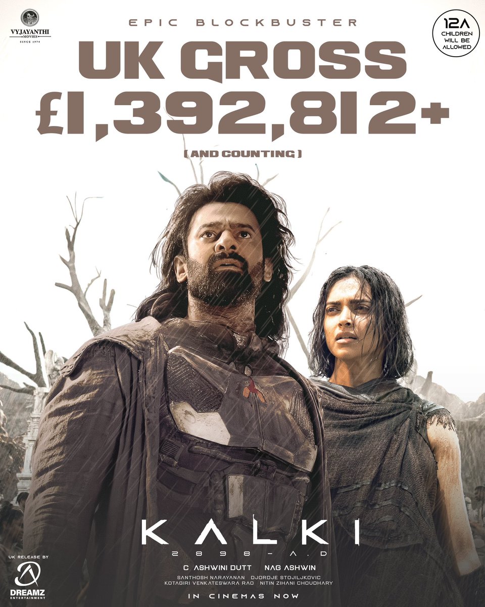 ManyuCinemas's tweet photo. Rebel Star Destruction on top gear 🔥
#Kalki2898AD UK Gross £1,392,812+ and counting ❤️
#EpicBlockbusterKalki running Successfully in cinemas near you.
Release By @TeamDreamZE
#Kalki2898AD #ForTomorrow #RepatiKosam #Prabhas #NagAshwin #DeepikaPadukone #AmitabhBachchan #KamalHassan #Kalki2898ADinUK @VyjayanthiFilms @Kalki2898AD