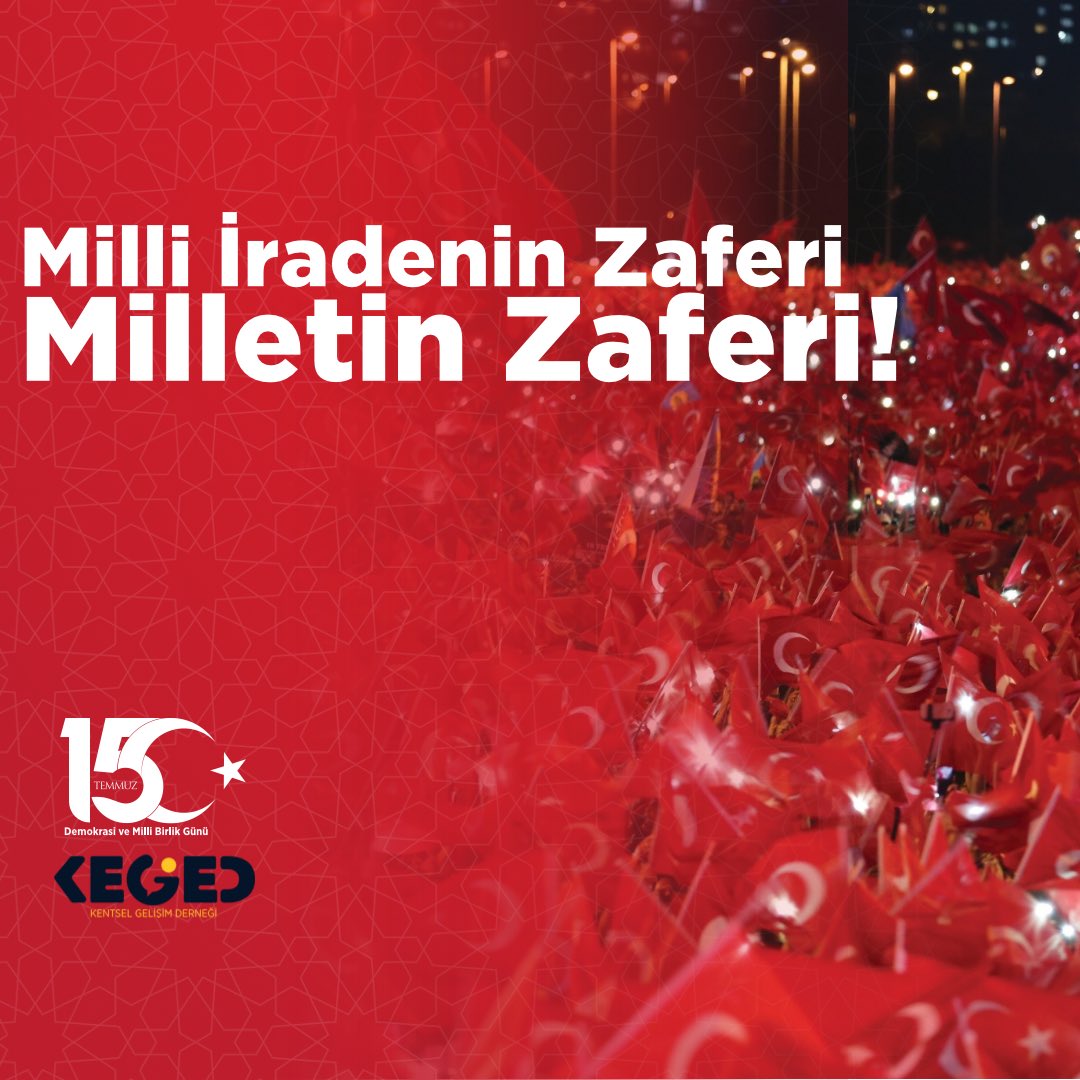 15 Temmuz Demokrasi ve Milli Birlik Günü’nü kutluyoruz! Milli iradenin zaferi, milletimizin kararlılığıyla yazıldı. Şehitlerimizi rahmetle, gazilerimizi minnetle anıyoruz. #15Temmuz #DemokrasiVeMilliBirlikGünü #KEGED