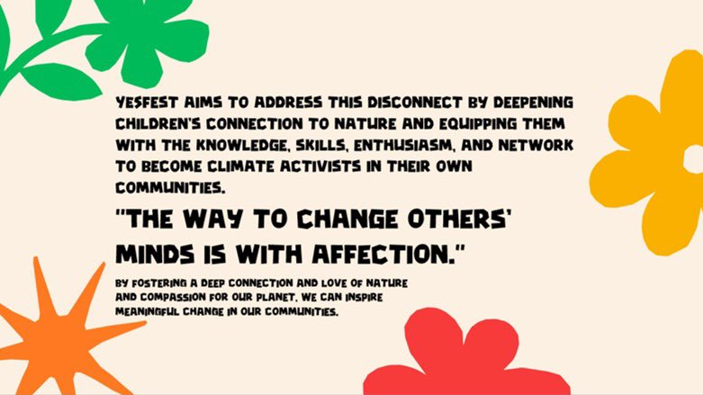 weareYESfest's tweet photo. YESfest* introduces 8, 9 and 10-year-old children (English school Years 4 & 5) to peer networks and gives them a supportive community, practical tools and resources in order to βdo something good in their part of the planetβ.
*Youth Eco Summits with a FESTival vibe
#YESfest https://t.co/oNzBQQ82AK