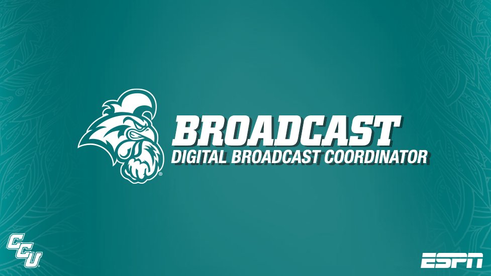 CoastalCSN's tweet photo. 🎥 We are growing! 

@GoCCUSports is adding a Digital Broadcast Coordinator. 

Great opportunity to launch your broadcast career, elevating our ESPN+ broadcasts and bringing #TealNation to the world!

Apply here: https://t.co/sBFatf5mr4 https://t.co/zh5BzbMbEj