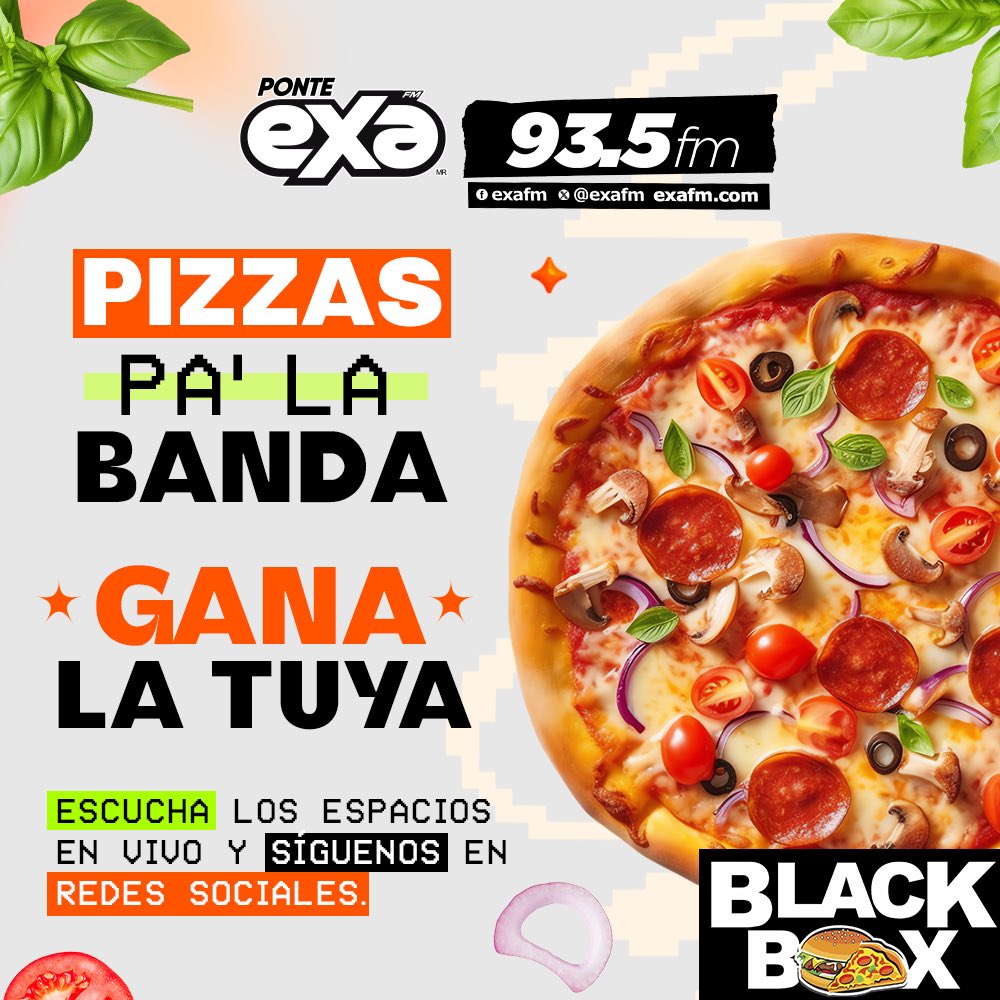 ExaIrapuato's tweet photo. QUIERES PIZZA GRATIS !! 🍕
Del 15 julio al 9 de agosto en EXA FM regalaremos PIZZAS PA LA BANDA de BLACK BOX mantente pendiente de nuestros espacios en vivo y a nuestras redes sociales para saber cómo participar y llevarte la tuya #entodaspartes #exafmirapuato https://t.co/qHbxDCMfnh