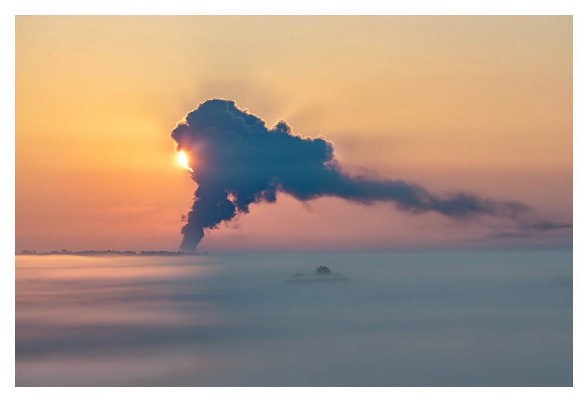 Quite a surreal sight at sunrise yesterday morning, with an enormous plume of smoke looming above a sea of mist on the open plains of the New Forest…

#NewForest