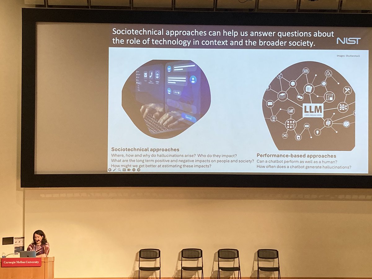 pmrdms's tweet photo. Reva Schwartz, NIST, presenting her keynote on the future of AI from a sociotechnical lens at Carnegie Mellon University #procomm24 https://t.co/TpyHj5VKBw