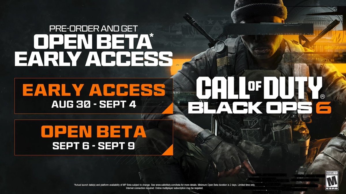 DexertoIntelFR's tweet photo. 🚨 BREAKING 🚨 Les dates officielles de la bêta de Black Ops 6 

Accès anticipé : 30 août 👉 4 septembre (précommandes et toutes plateformes) 

Bêta ouverte : 6 septembre 👉 9 septembre (toutes plateformes)