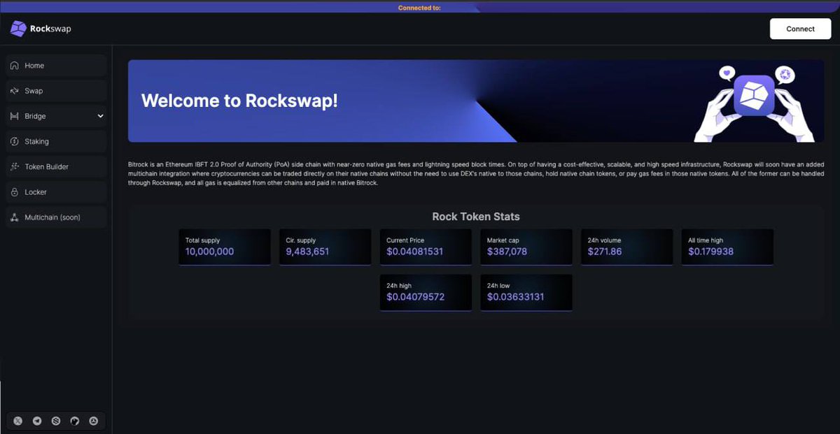 RockswapBROCK's tweet photo. Exciting UI overhaul coming to Rockswap tomorrow! One stop to access core ecosystem tools including the swap, upcoming multichain layer, Bitrock bridge, the brand new token locker (also coming tomorrow), and more! 💪🏻🔥

#DEX #crypto #swap https://t.co/edRbZgLYmD