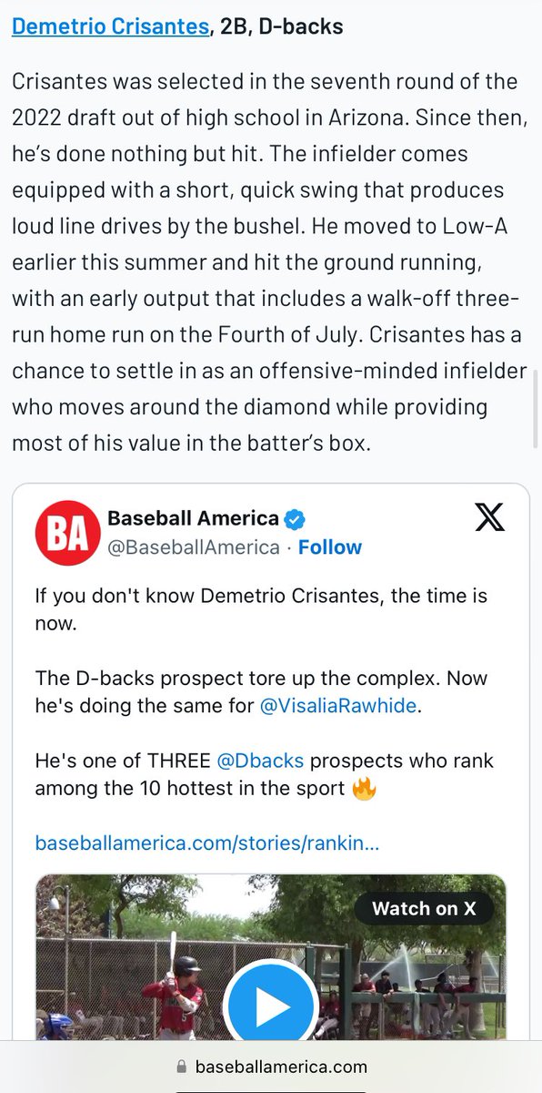 Huge mention by <a href="/BaseballAmerica/">Baseball America</a> for our guy <a href="/dcrisantes5/">dcrisantes5</a>😤

<a href="/NogiAthletics/">Nogales Apaches</a> <a href="/OJFav/">OJ Favela</a>
